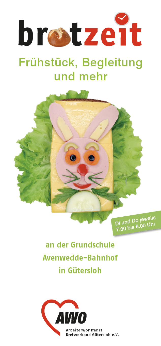 Faltblatt brotzeit - Frühstück, Begleitung und mehr der AWO OV Avenwedde-Friedrichsdorf Titelseite Brotzeit Faltblatt Avenwedde